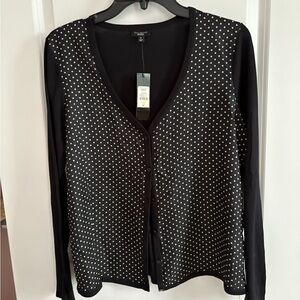 Talbots Black Polka Dot Silk-Blend Cardigan